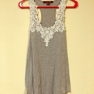 Grey embroidered tank